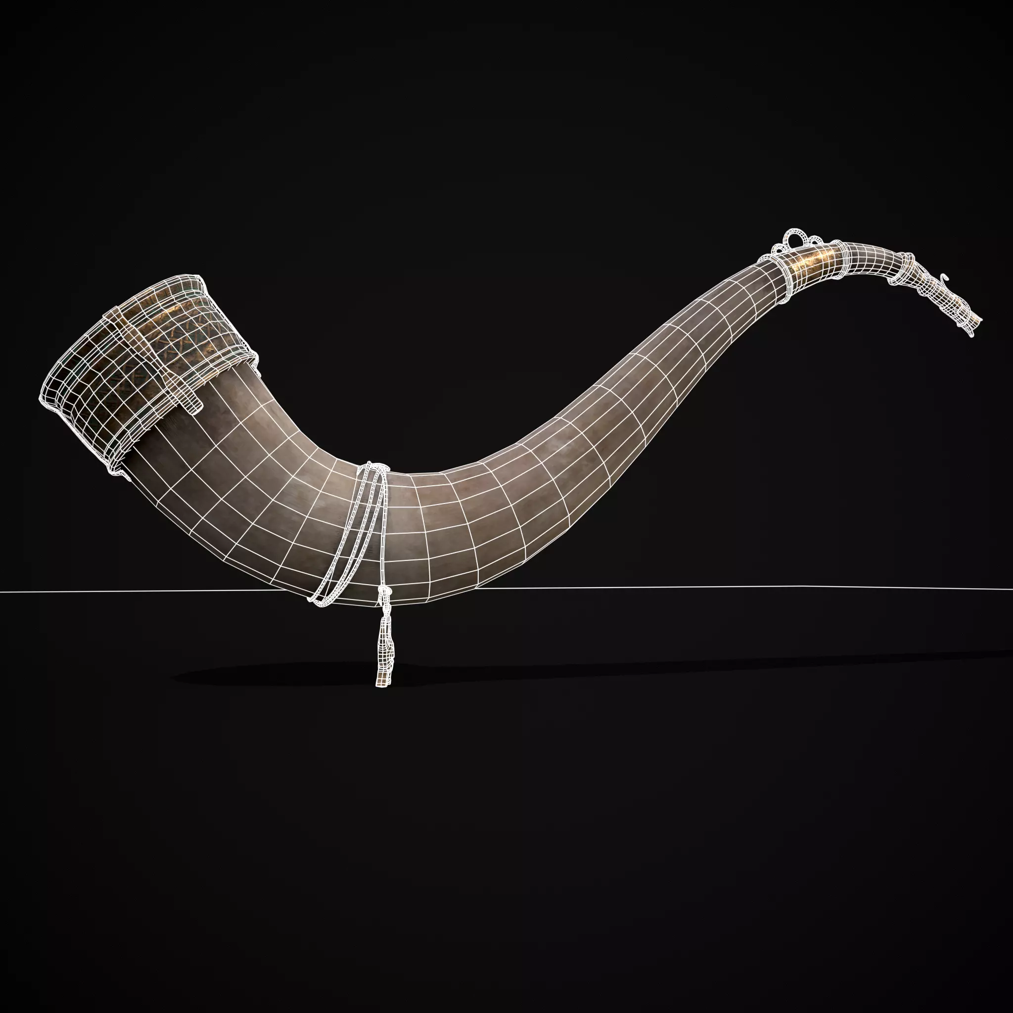 Vintage War Horn Low-poly 3D model_29