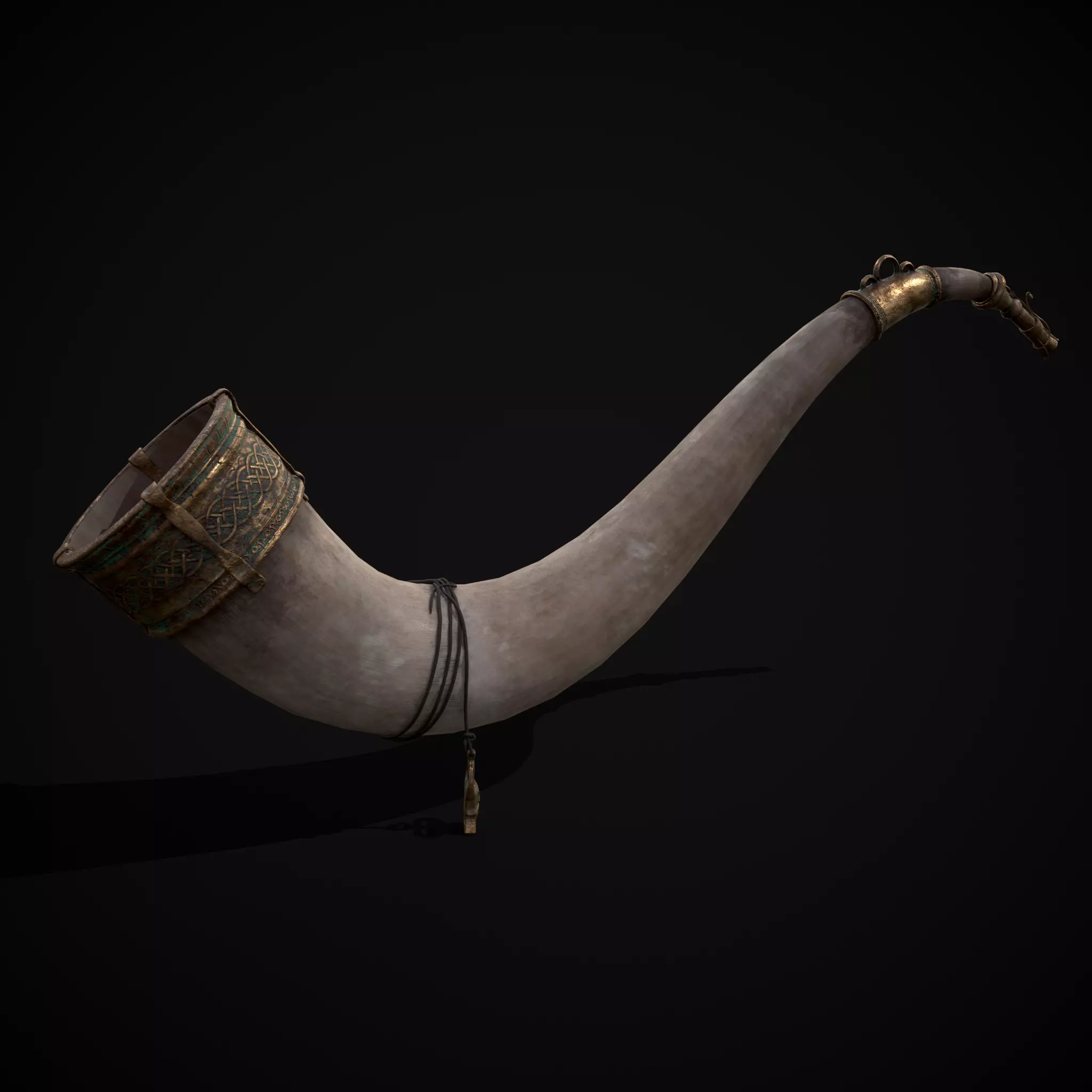 Vintage War Horn Low-poly 3D model_0