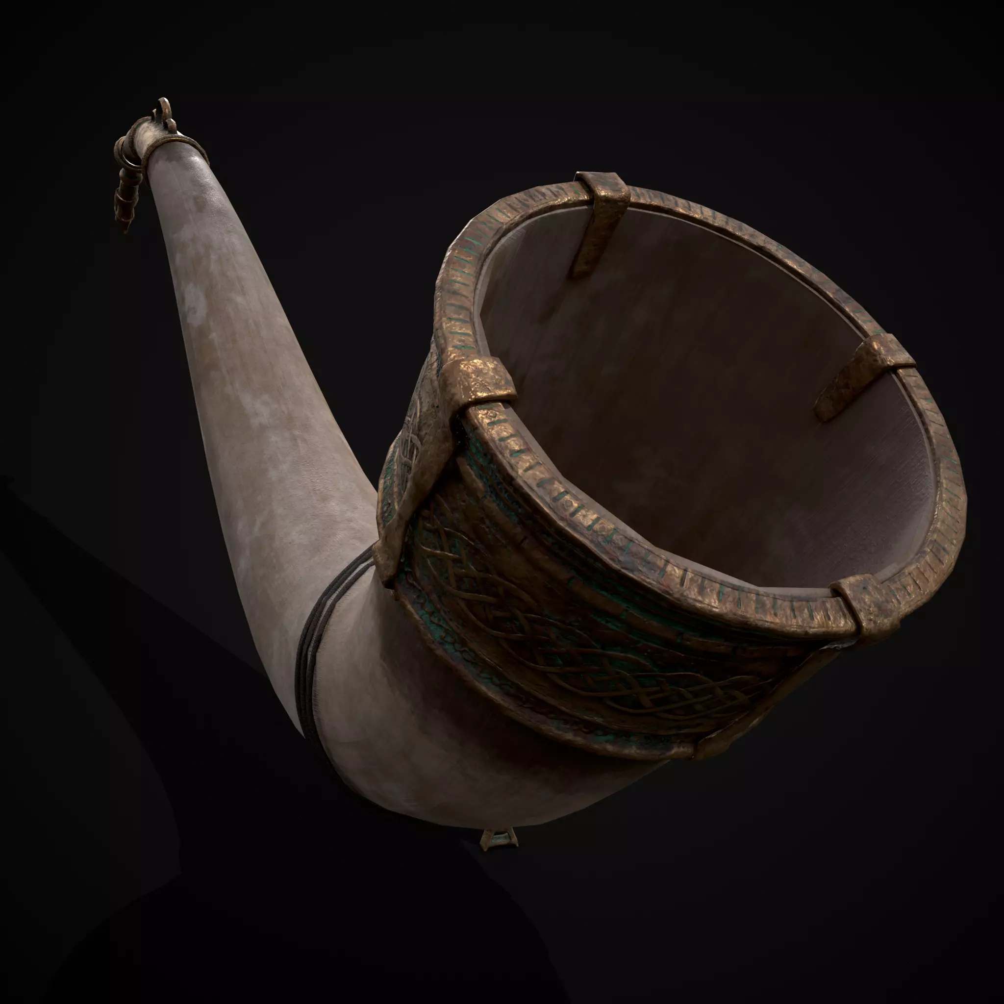 Vintage War Horn Low-poly 3D model_23