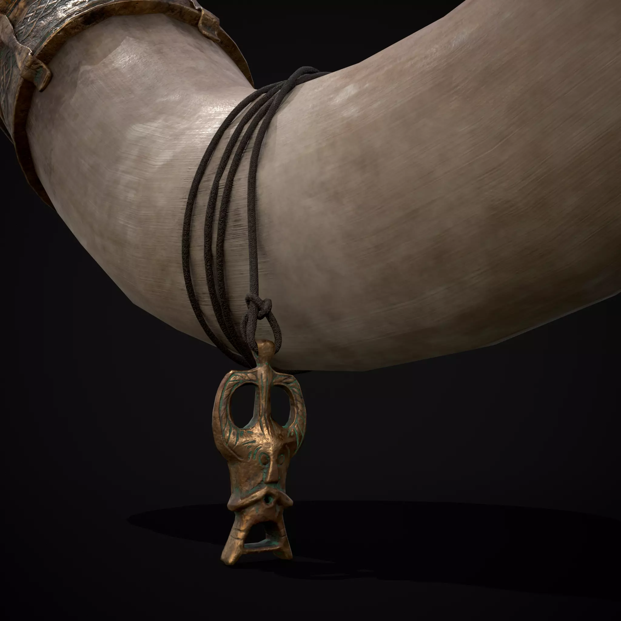 Vintage War Horn Low-poly 3D model_15