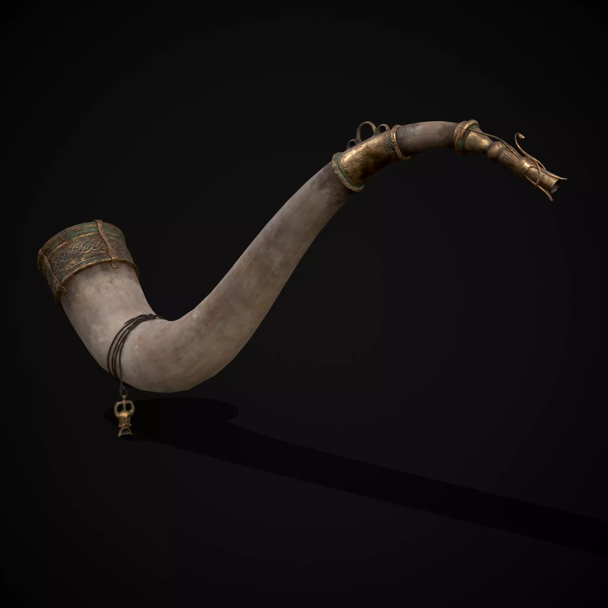 Vintage War Horn Low-poly 3D model_27