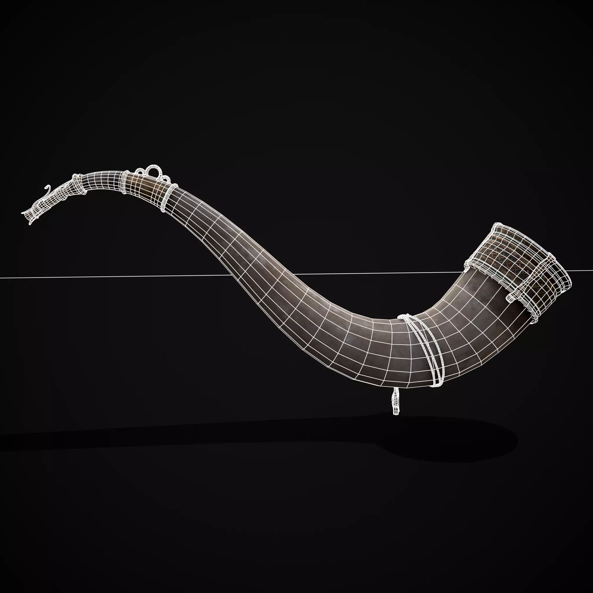 Vintage War Horn Low-poly 3D model_20