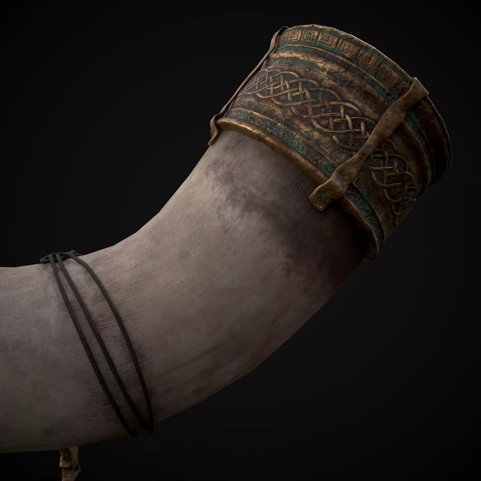 Vintage War Horn Low-poly 3D model_25