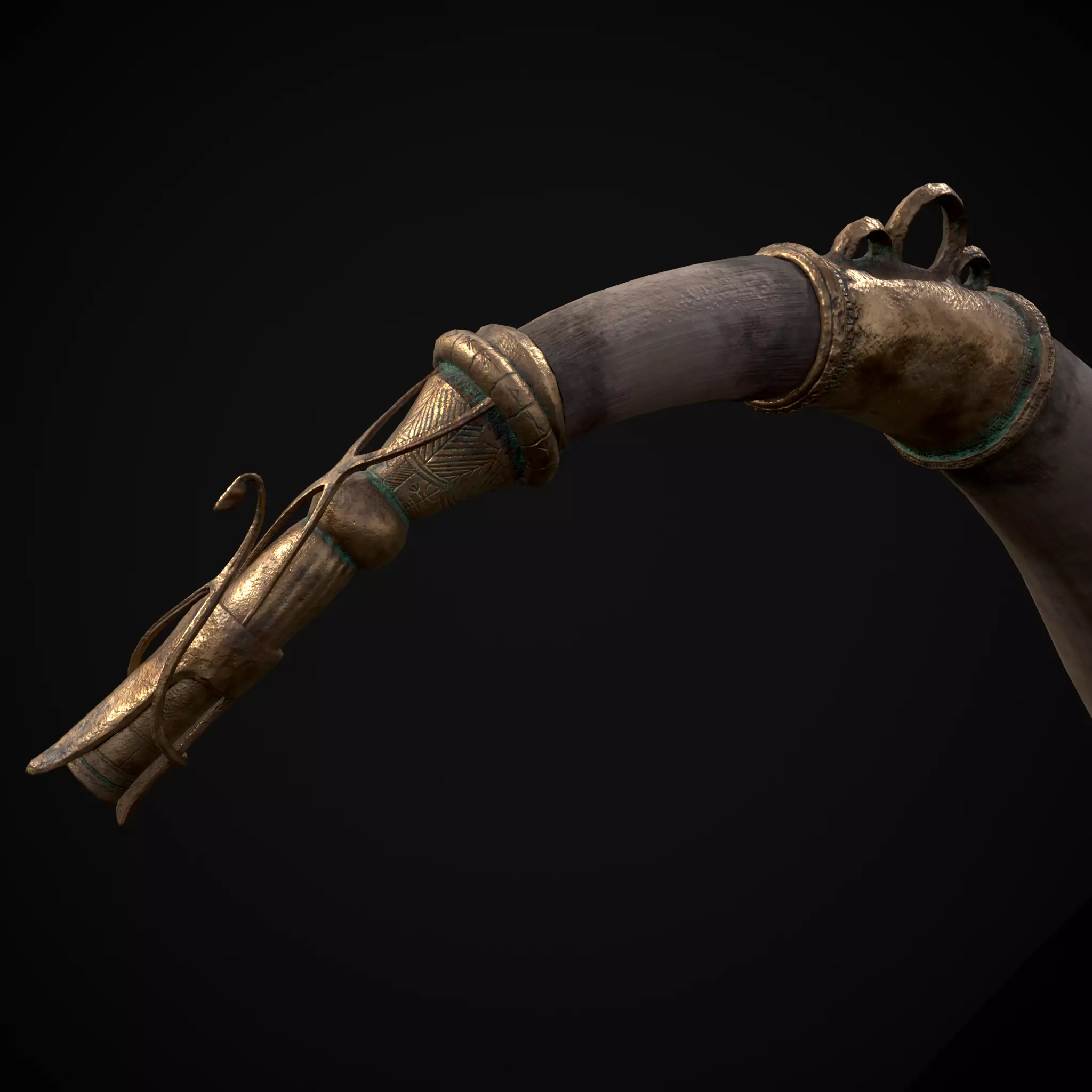 Vintage War Horn Low-poly 3D model_12