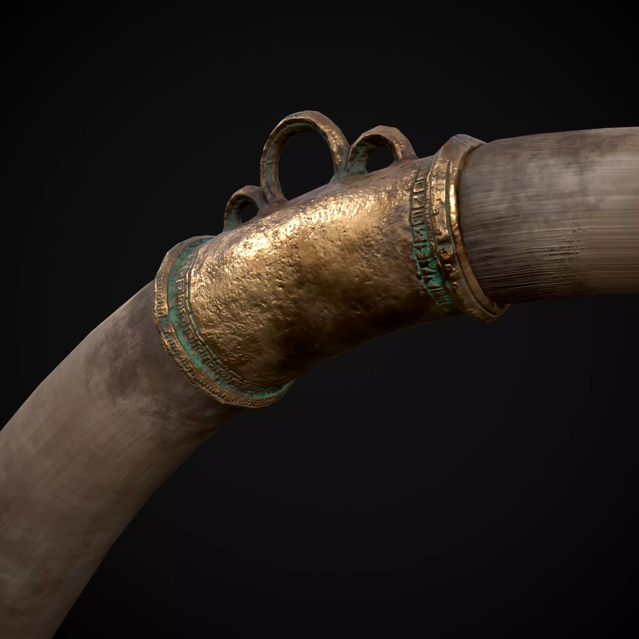 Vintage War Horn Low-poly 3D model_11