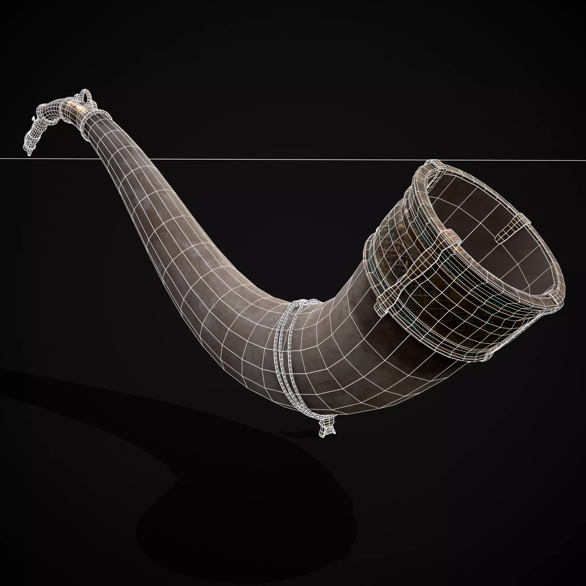 Vintage War Horn Low-poly 3D model_4