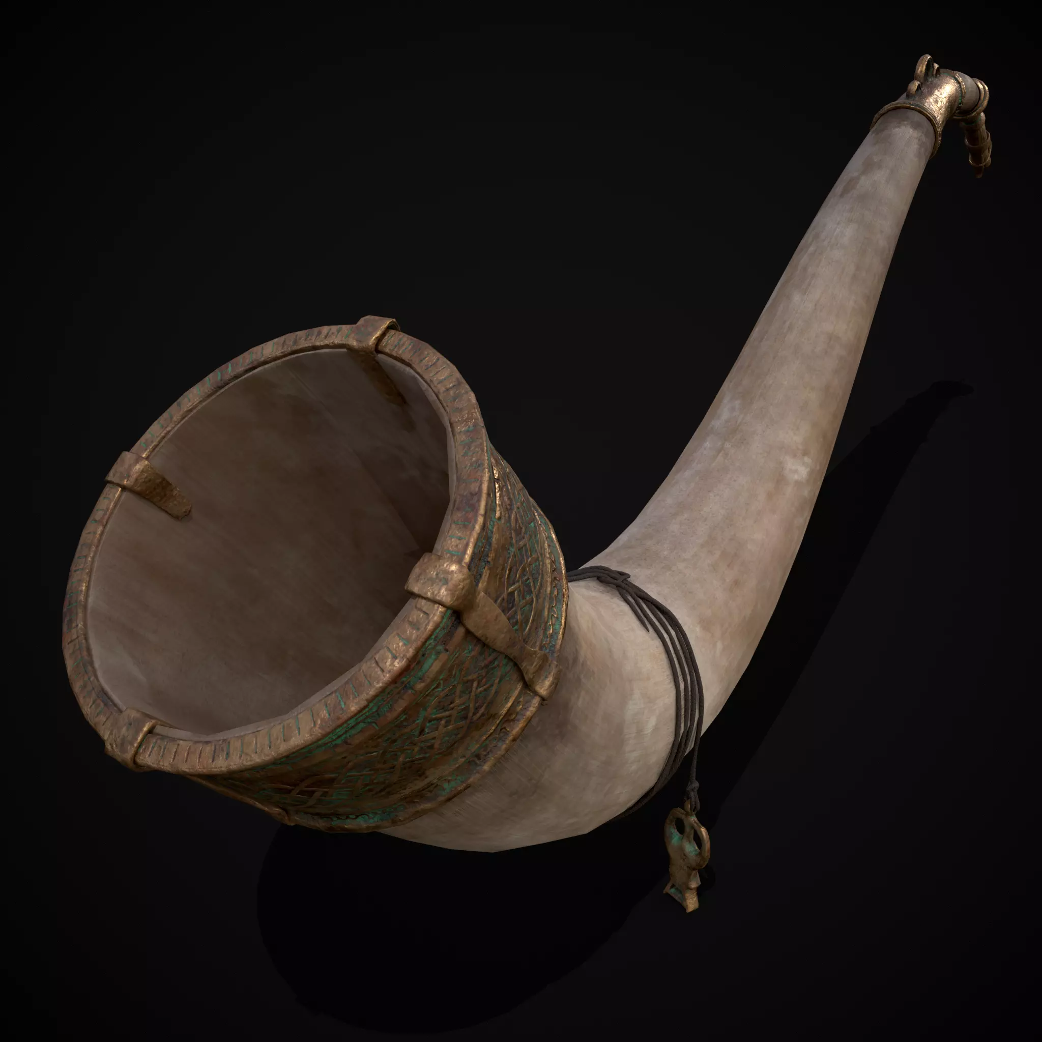 Vintage War Horn Low-poly 3D model_18