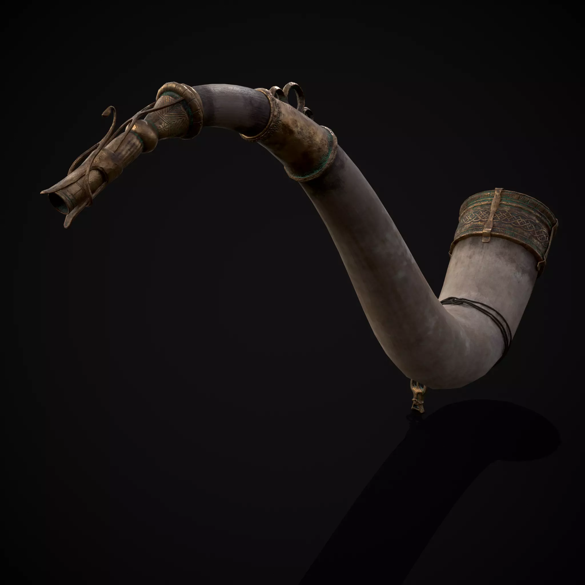 Vintage War Horn Low-poly 3D model_9