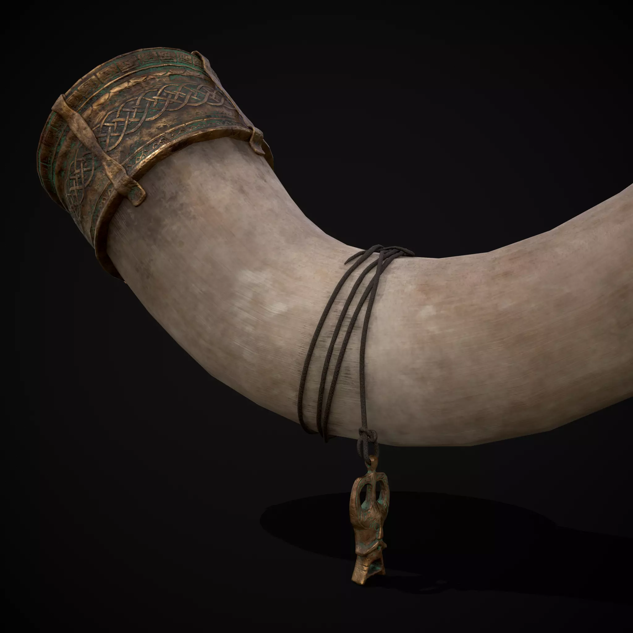 Vintage War Horn Low-poly 3D model_5