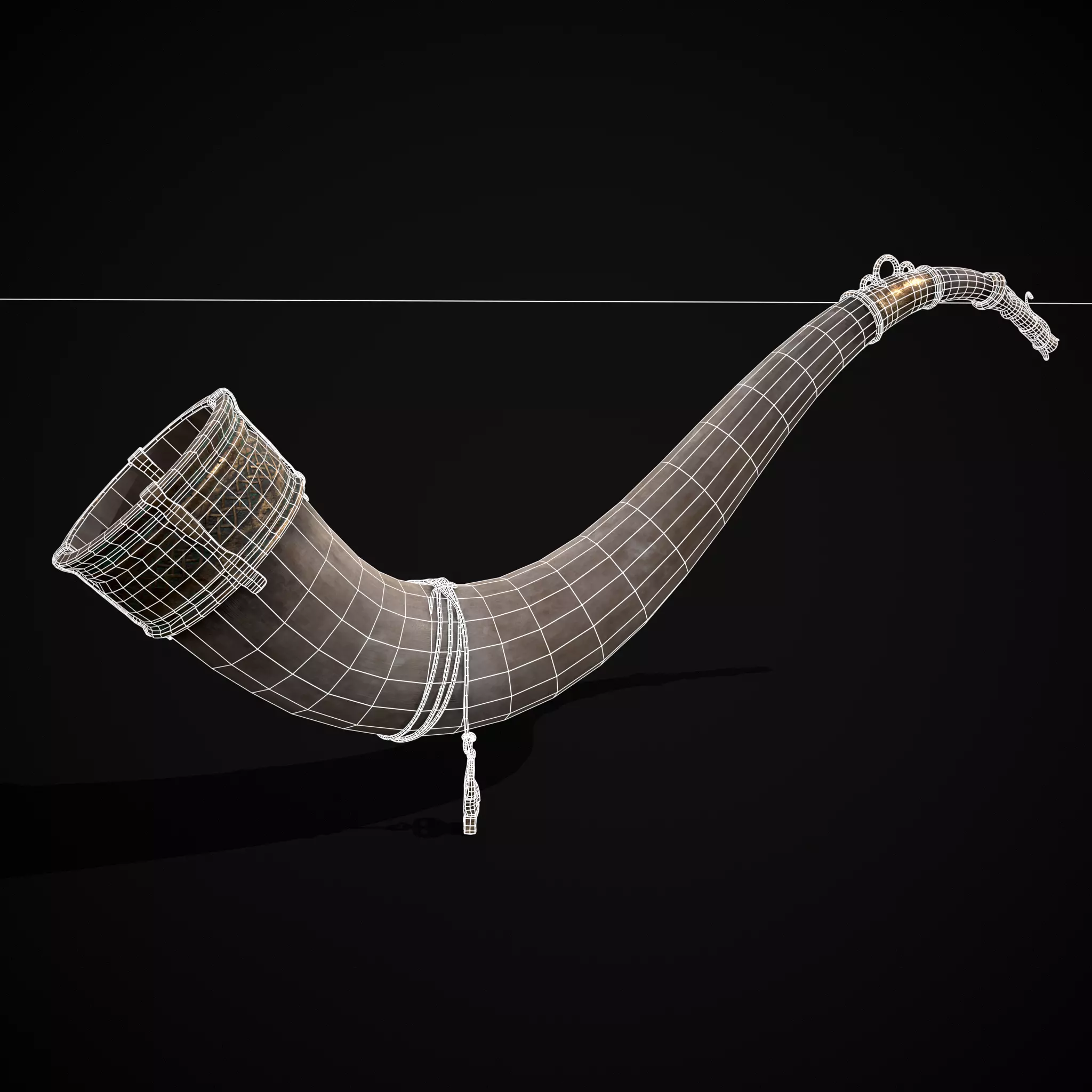 Vintage War Horn Low-poly 3D model_2