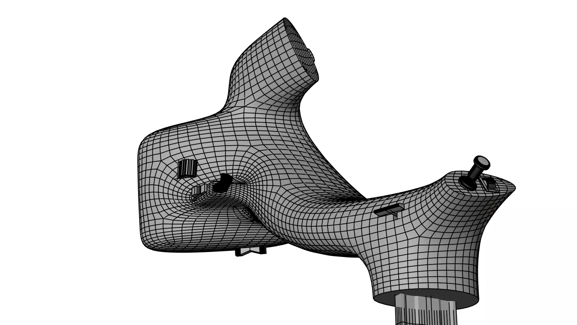 Throttle grip for fighter jet 3D model_17