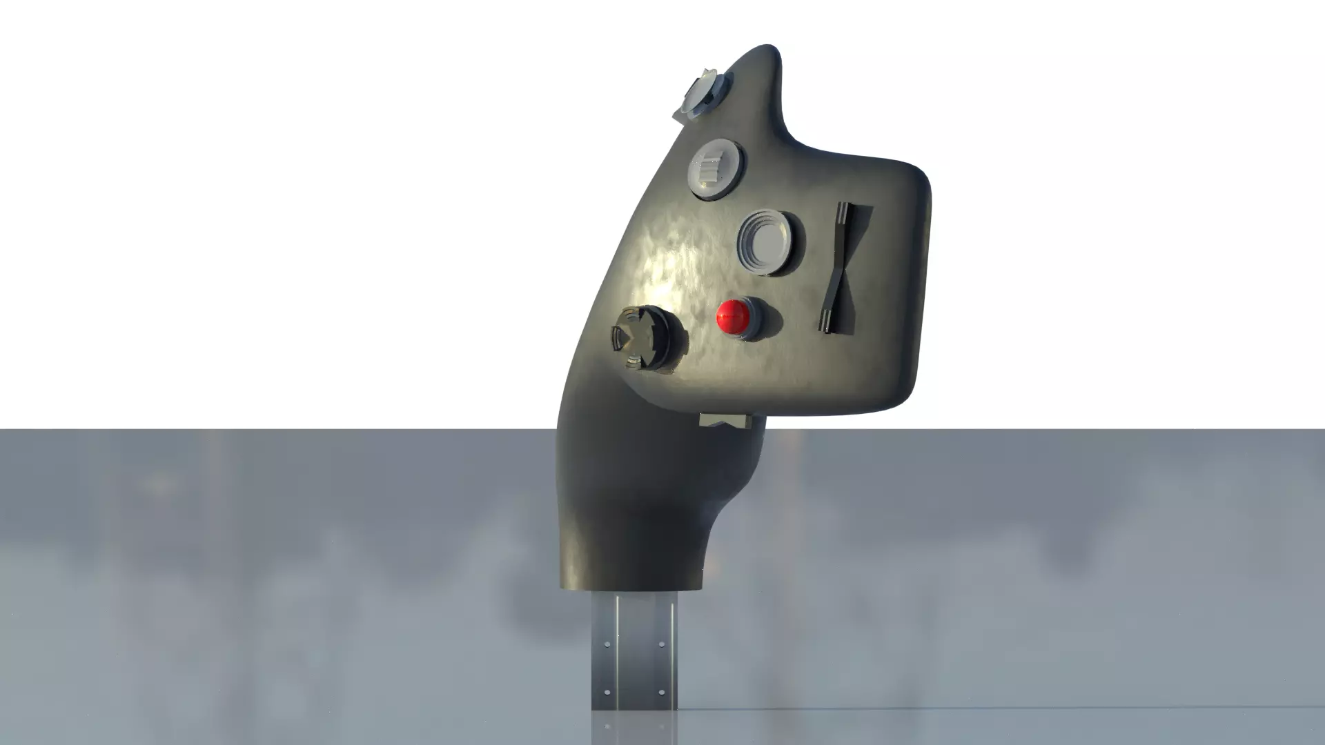 Throttle grip for fighter jet 3D model_9