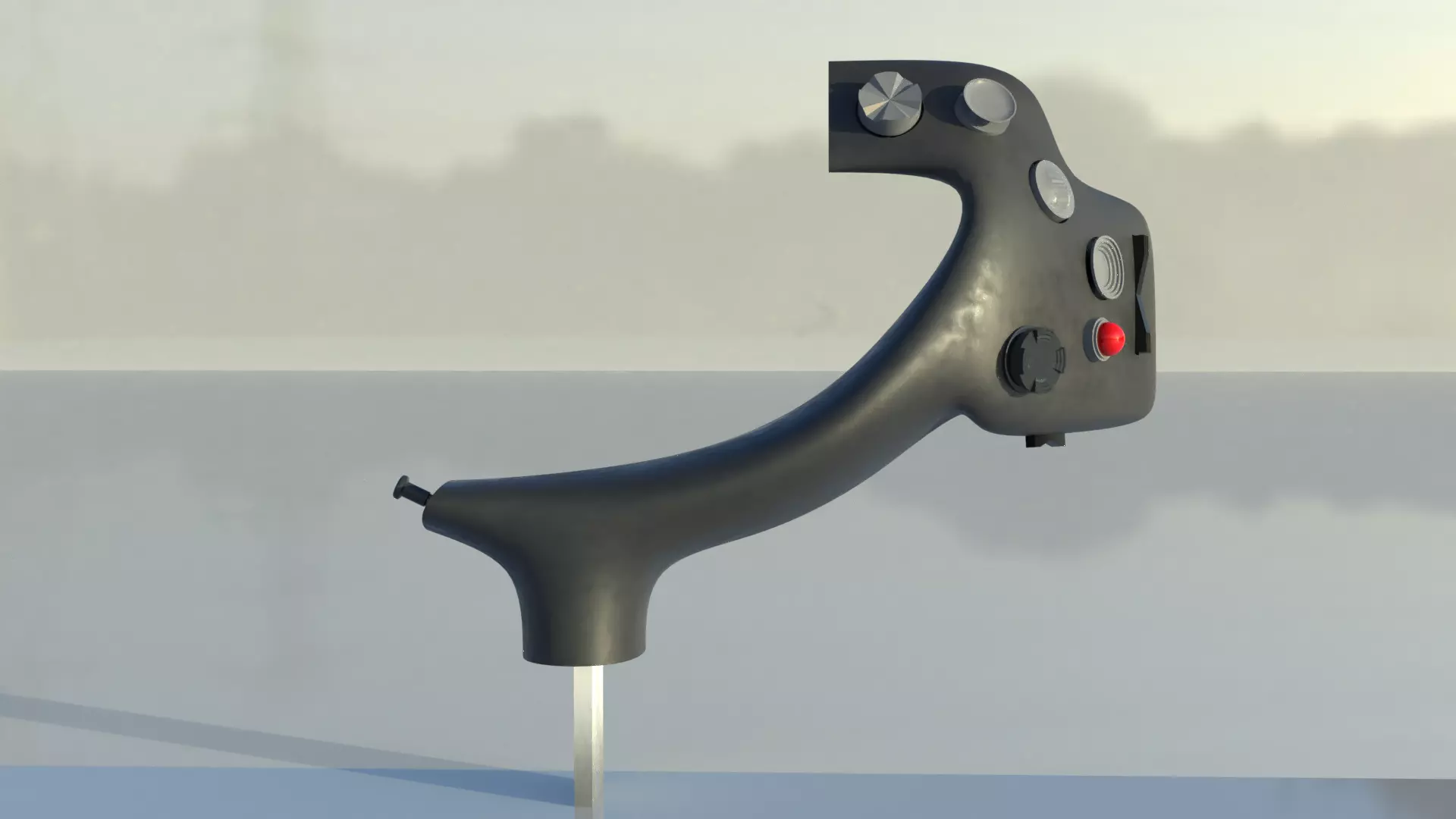 Throttle grip for fighter jet 3D model_7
