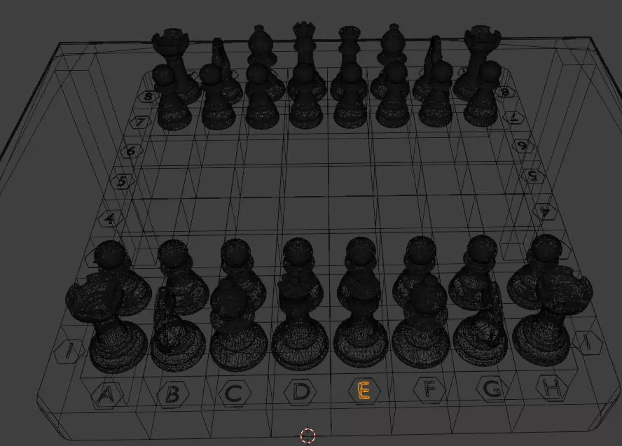 Wooden Chess Board and Pieces Low Poly and High Poly 3D Model Low-poly 3D model_4