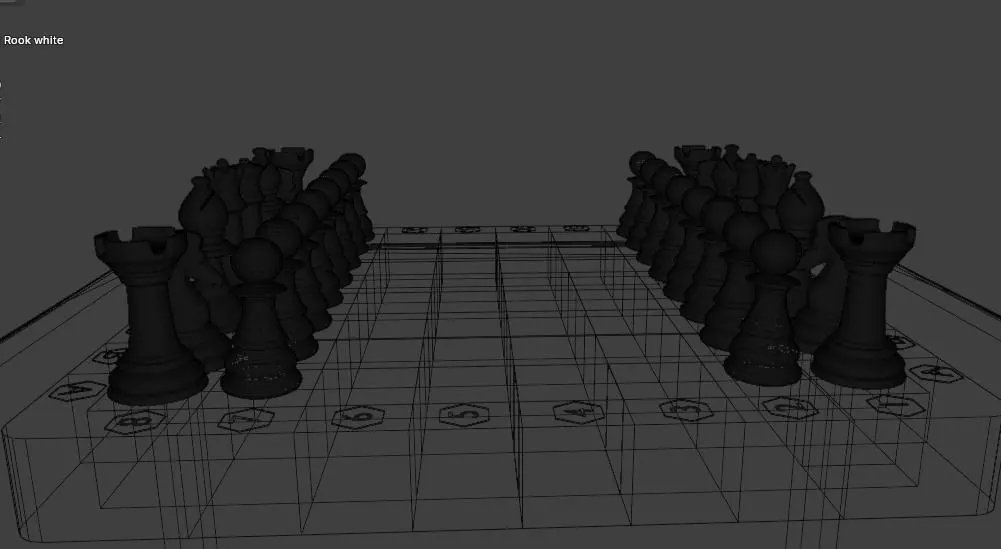 Wooden Chess Board and Pieces Low Poly and High Poly 3D Model Low-poly 3D model_3