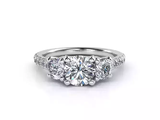 ZLT02 three stone diamond engagement ring 3D print model