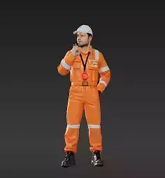 87 - Race Official in Orange Jumpsuit - Miniature for D