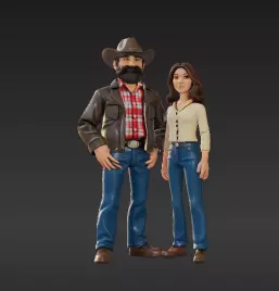 84 - Bearded Trucker in Cowboy Hat - 1 24 1 25 Scale 3D print model