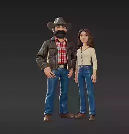 84 - Bearded Trucker in Cowboy Hat - 1 24   1 25 Scale