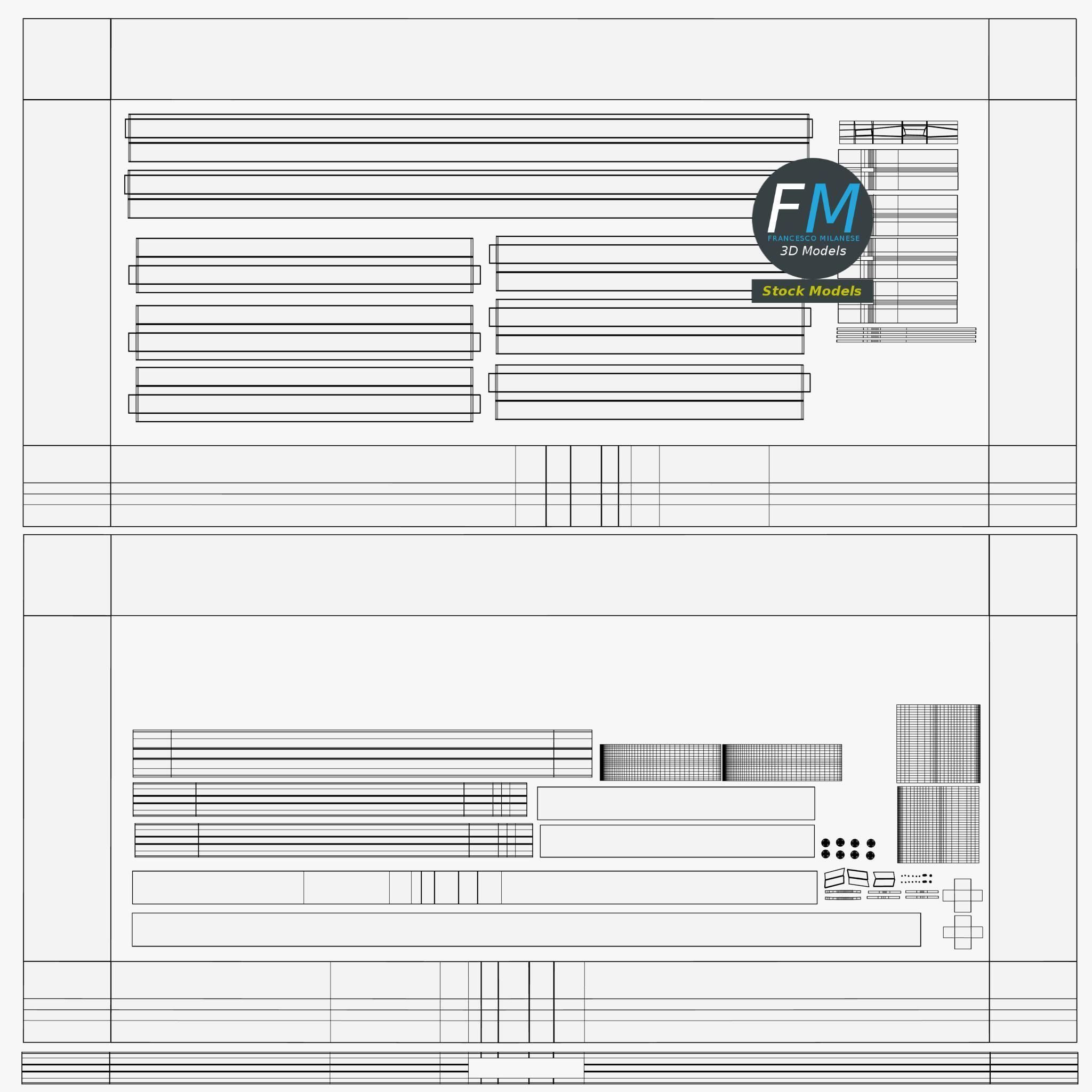 8 panel glass door 3D model_11