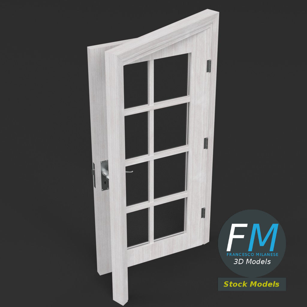8 panel glass door 3D model_2