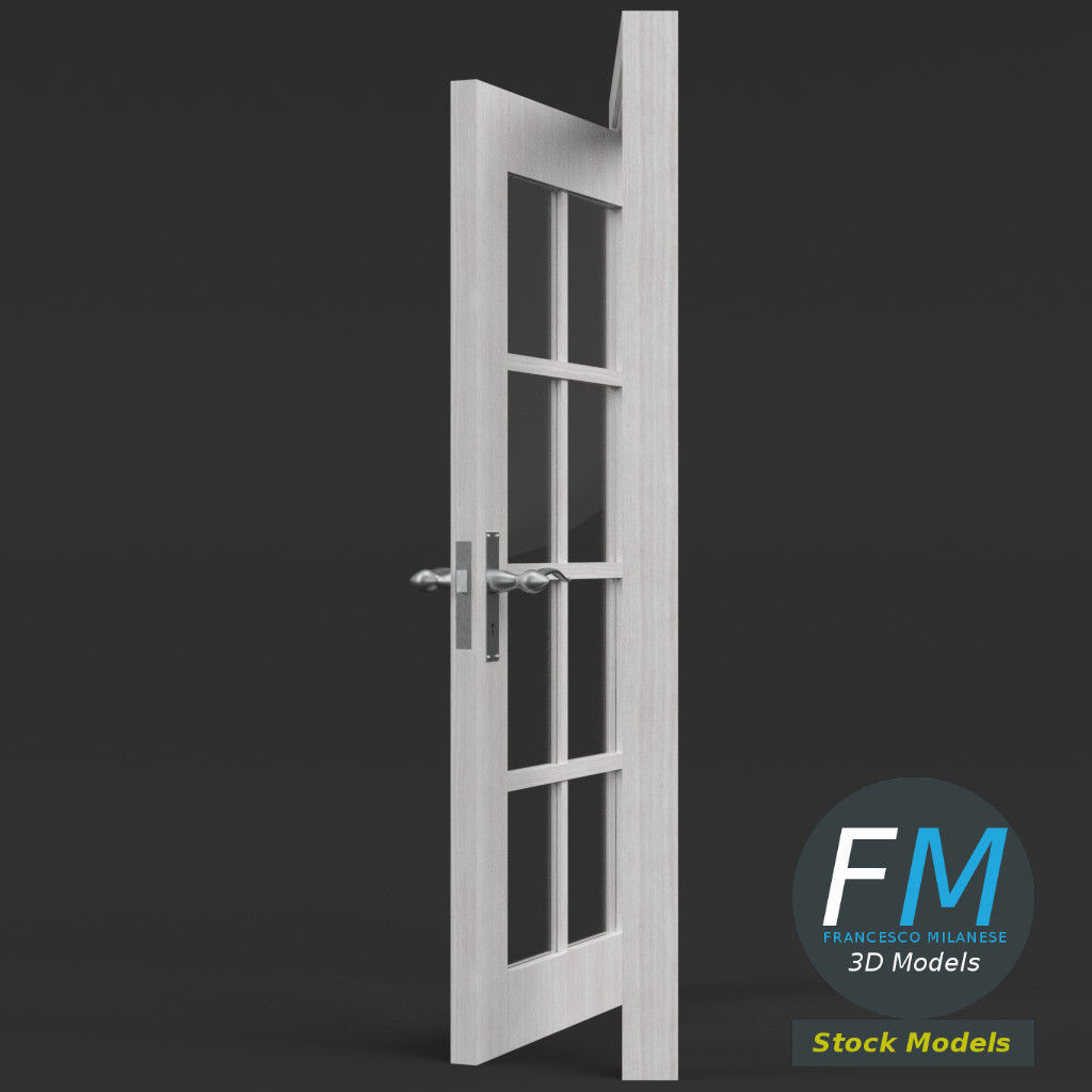 8 panel glass door 3D model_4