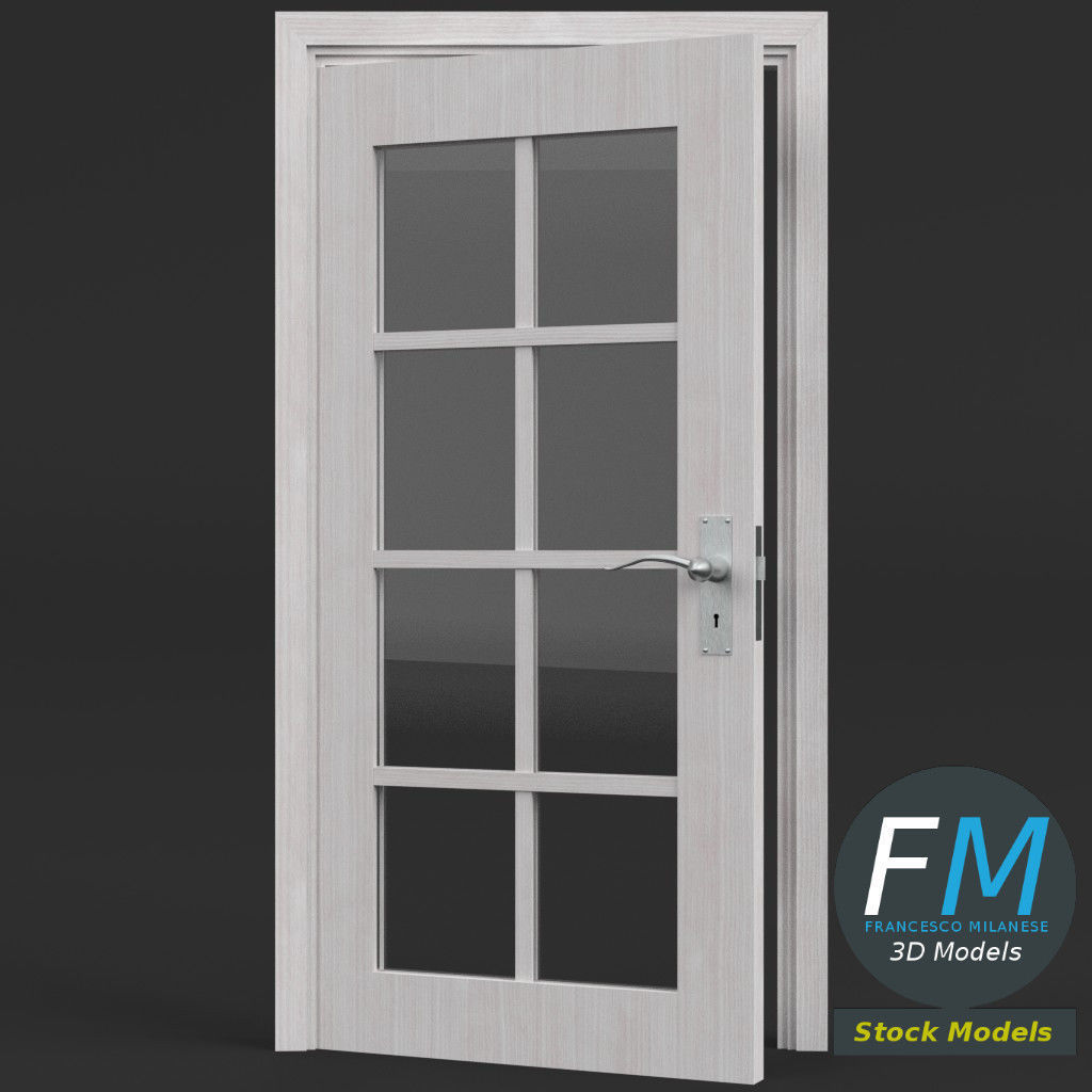 8 panel glass door 3D model_3