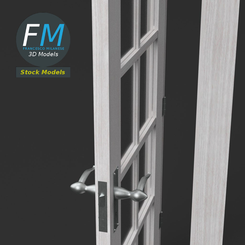 8 panel glass door 3D model_5