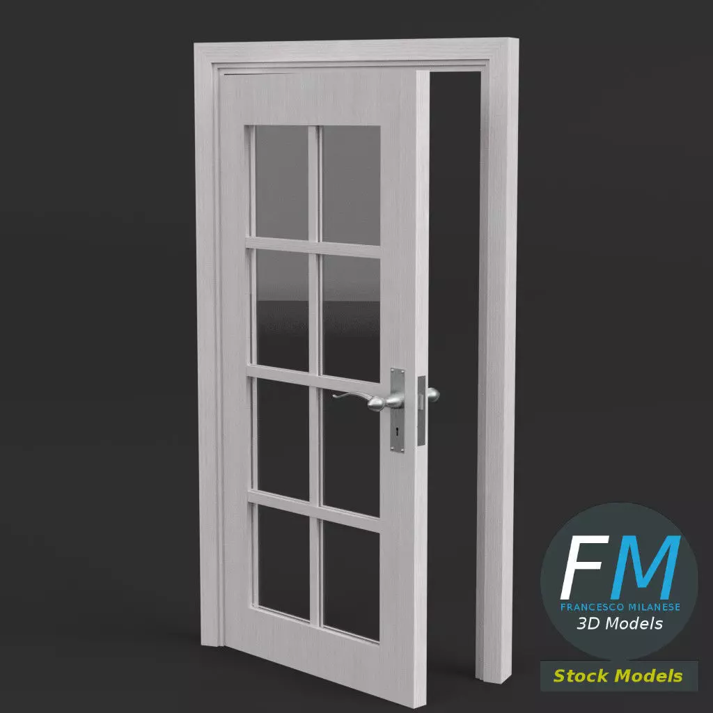 8 panel glass door 3D model_0