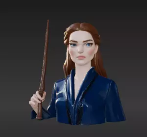 59 - Powerful Ministry Witch with Vine-Wood Wand - 3D P 3D print model