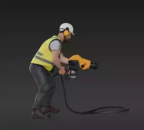 51 - High-Detail Road Crew Worker - 1 35 Scale Model fo