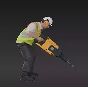 49 - Realistic Road Worker with Electric Hammer for Dio