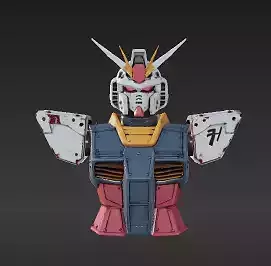 48 - RX-78-7 Tactical Mecha Bust - Detailed Sci-Fi Robo