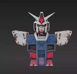 47 - 7th Gundam Head Chest Bust - Wargaming Anime M 3D print model_2