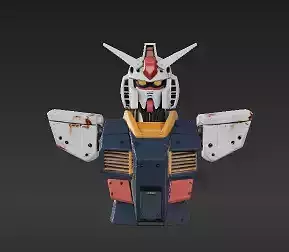46 - Gundam Style Mecha Bust - Realistic Robot Statue f