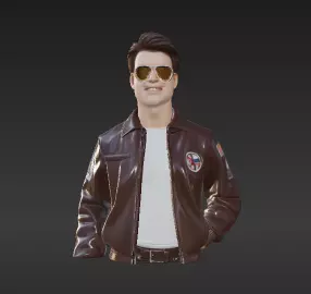 38 - Heroic Naval Aviator in Flight Jacket - 80s Movie 3D print model