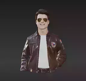 38 - Heroic Naval Aviator in Flight Jacket - 80s Movie