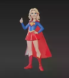 26 - Hopeful Hero Girl in Hitchhiking Pose - 3D Printab