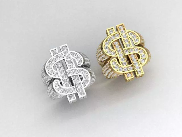 DOLLAR RING  3D print model_2