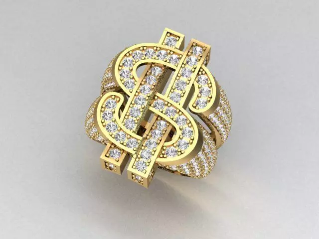 DOLLAR RING  3D print model_3