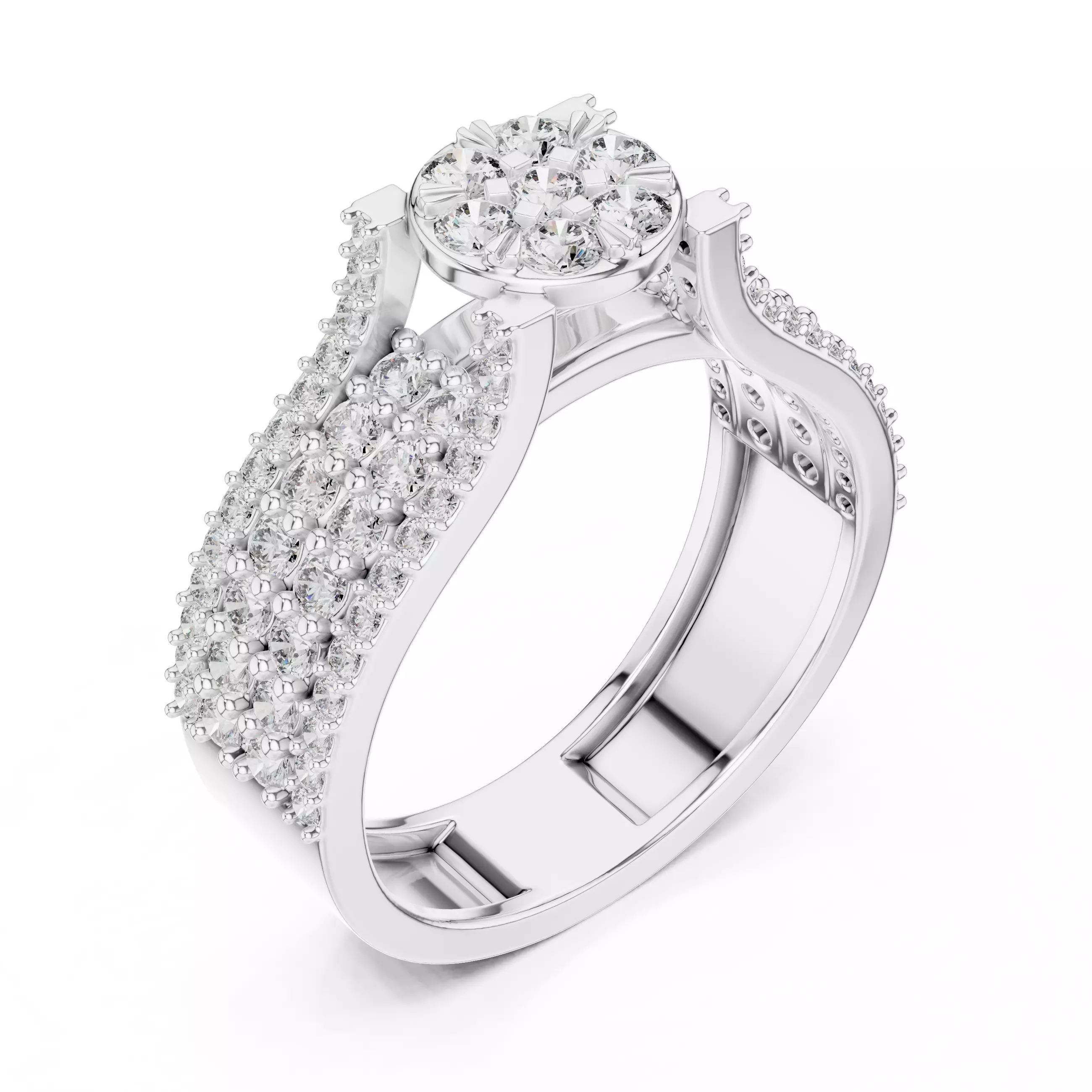 Diamond Ring 3dm stl renders animation videos details 3D print model_7