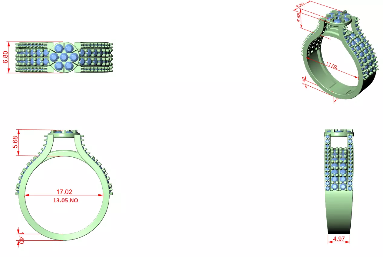 Diamond Ring 3dm stl renders animation videos details 3D print model_1
