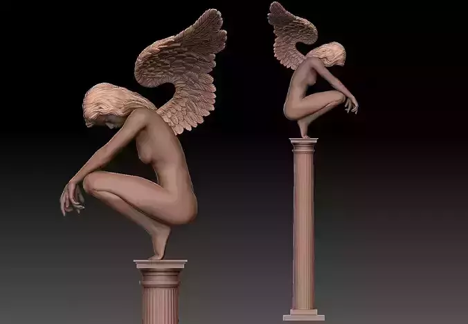beautifully Angel on Column 3D print model