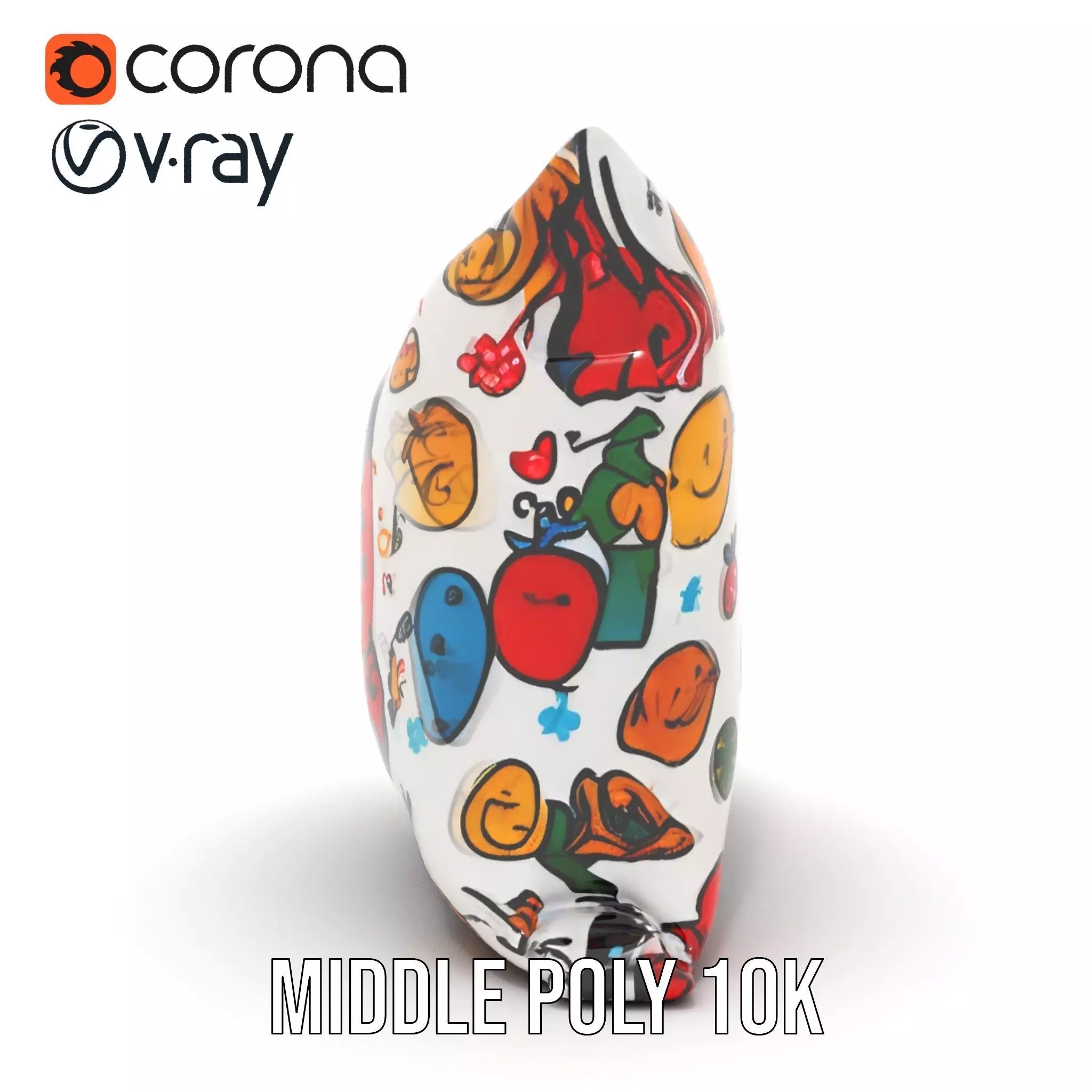 Cartoon Pattern Pillow Model Pack Low-poly 3D model_19