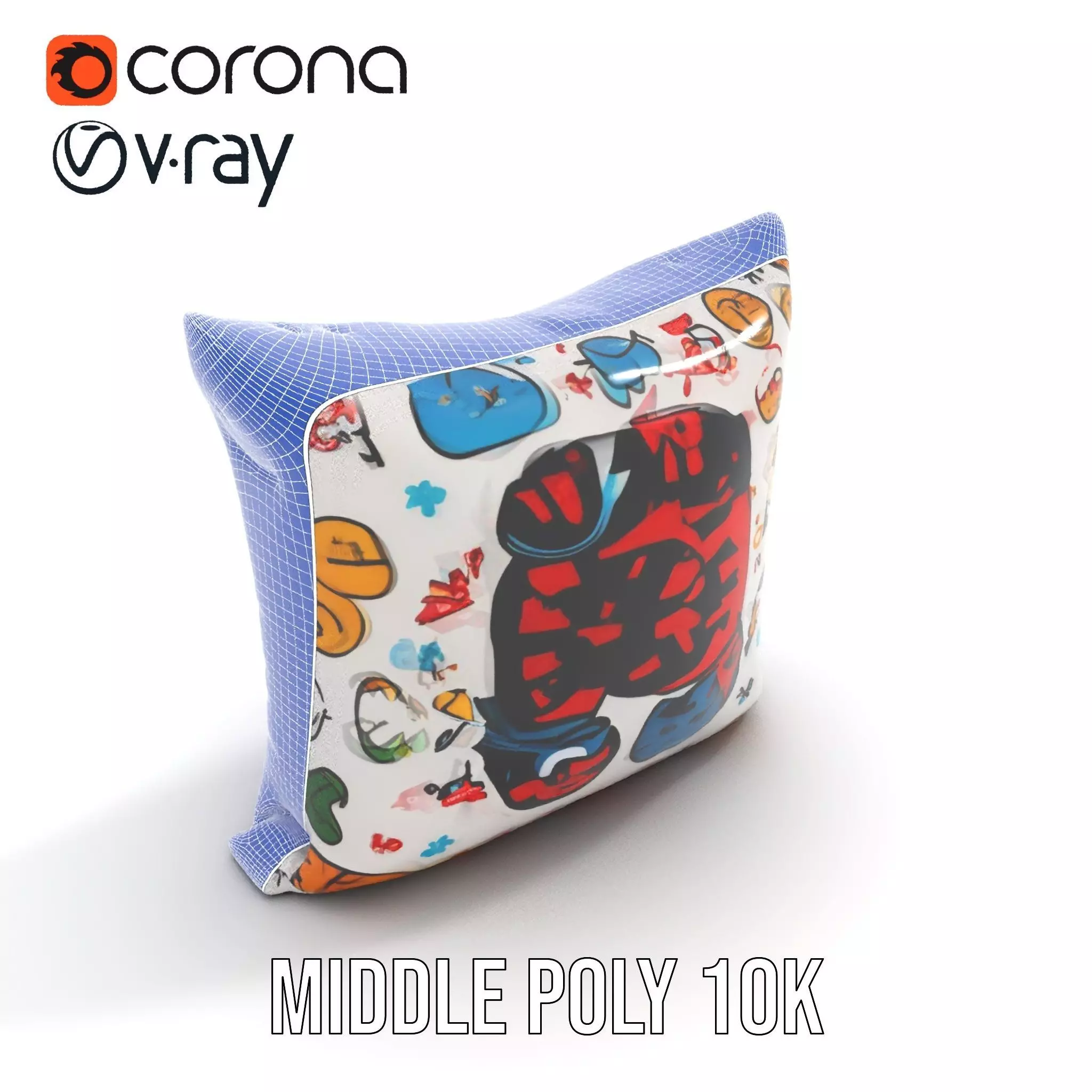 Cartoon Pattern Pillow Model Pack Low-poly 3D model_25