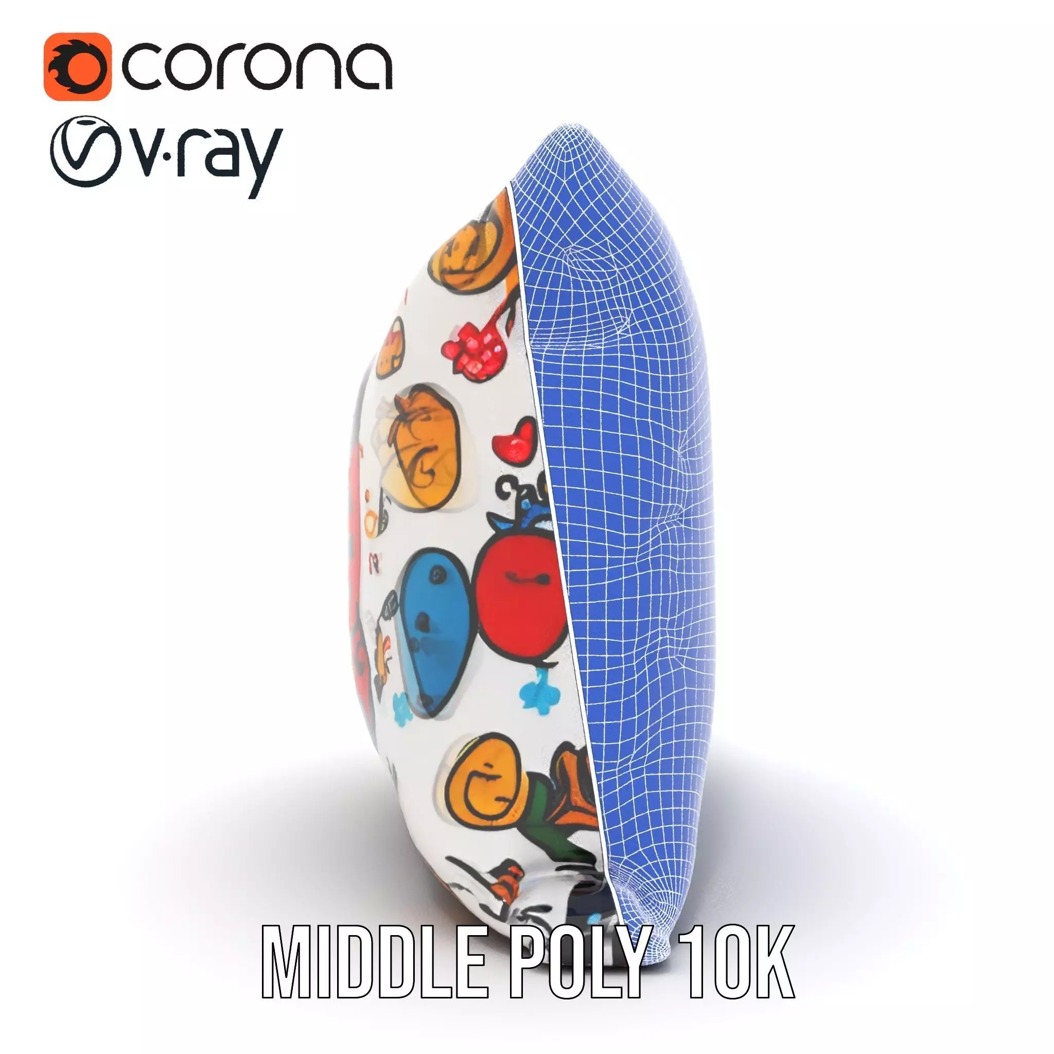 Cartoon Pattern Pillow Model Pack Low-poly 3D model_31