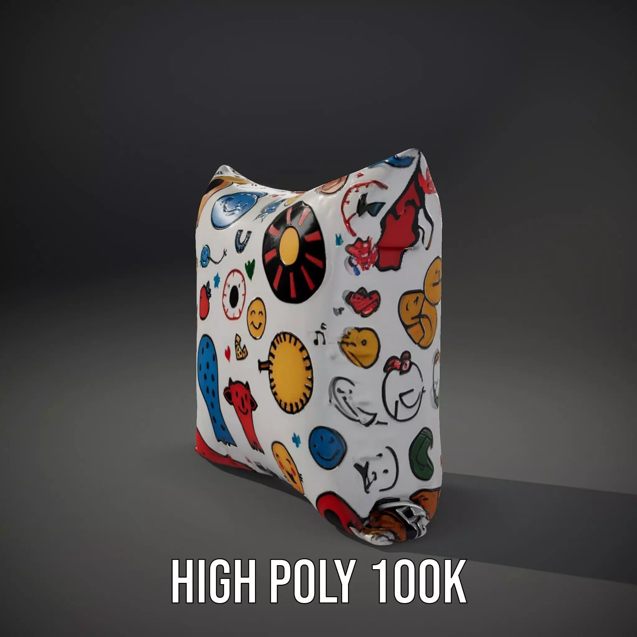 Cartoon Pattern Pillow Model Pack Low-poly 3D model_11