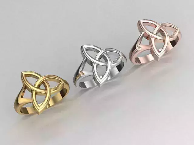 Triquetra Celtic Knot Off Set Ring