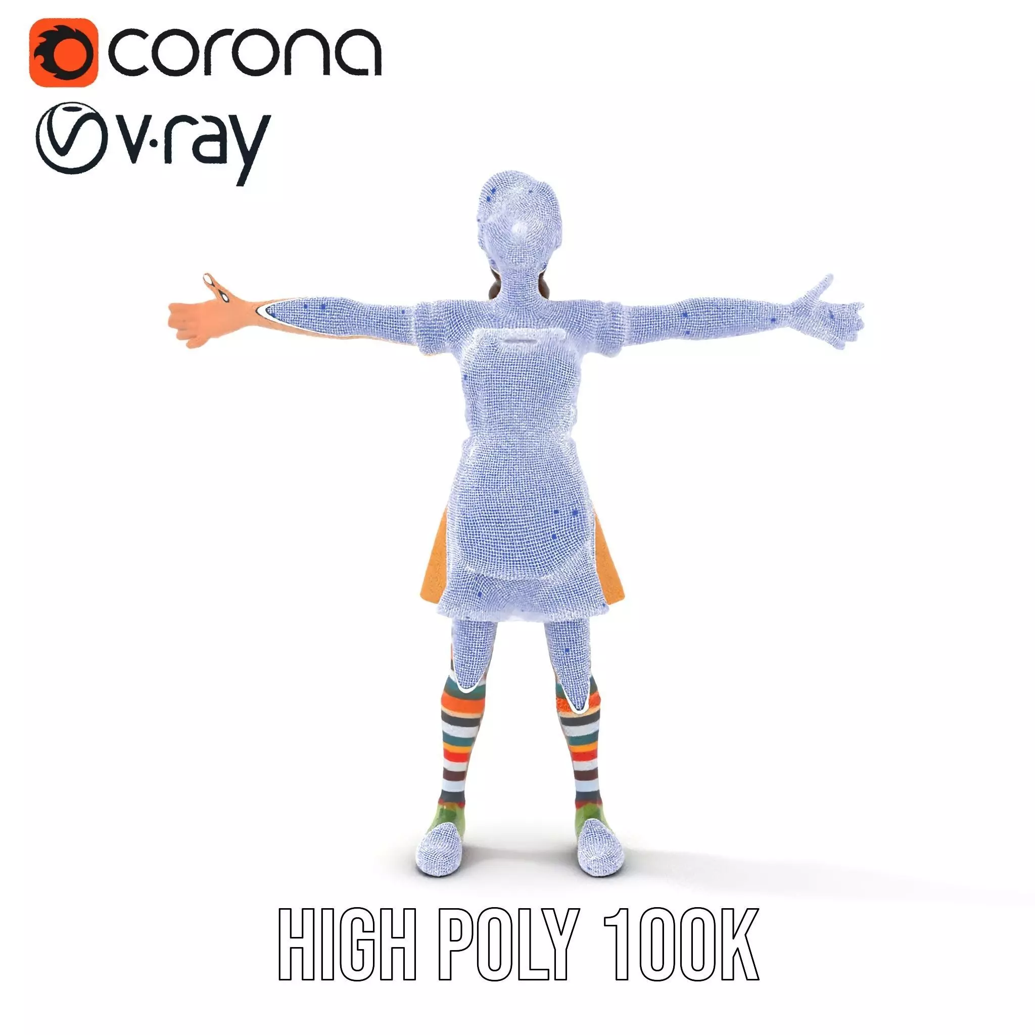 Cartoonish Female Character Model Pack with Colorful Attire Low-poly 3D model_34