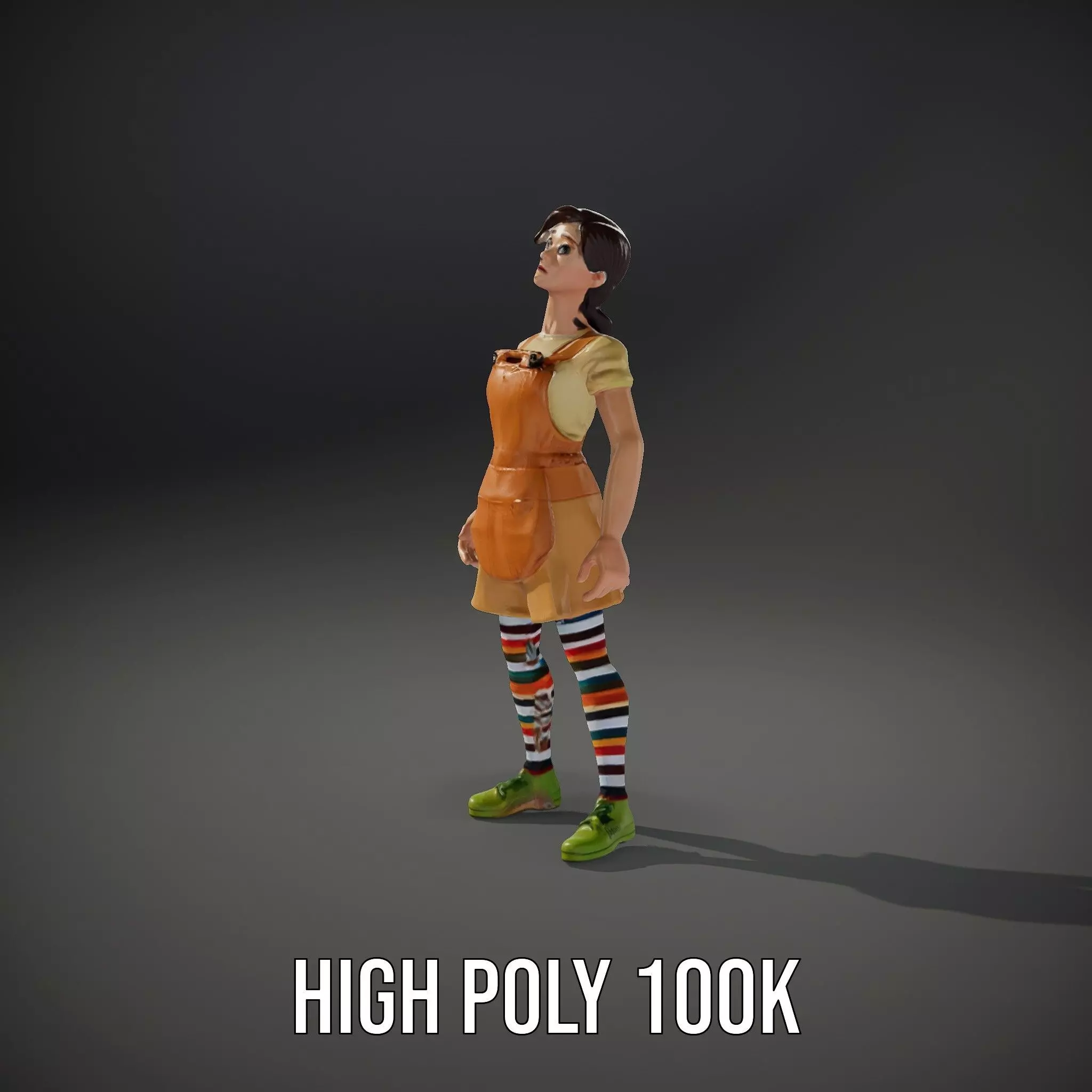 Cartoonish Female Character Model Pack with Colorful Attire Low-poly 3D model_35